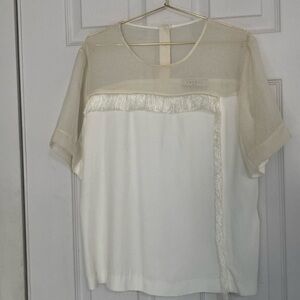 Sandro Women Ivory Fringed Blouse
